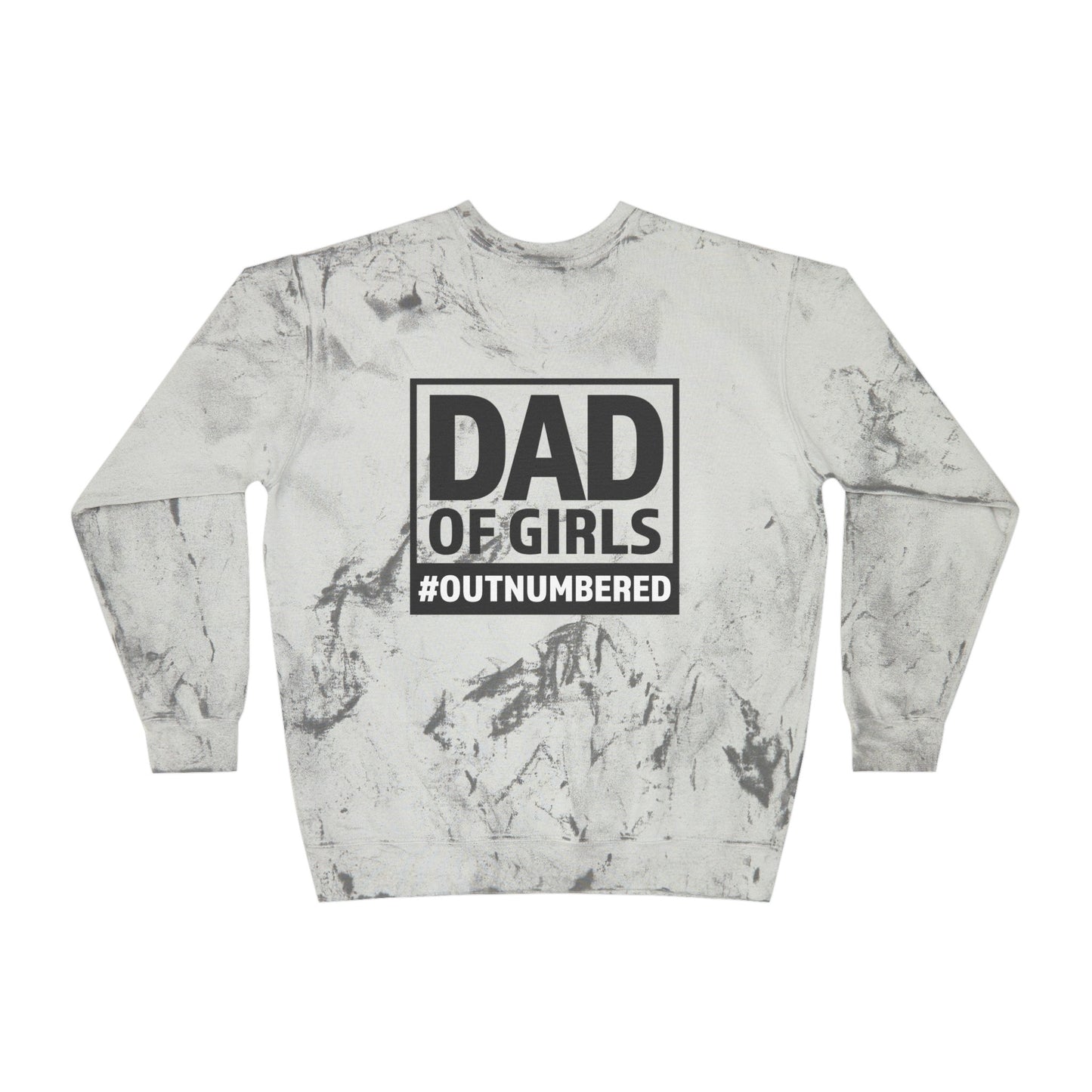 Dad of Girls, Outnumbered Color Blast Crewneck Sweatshirt