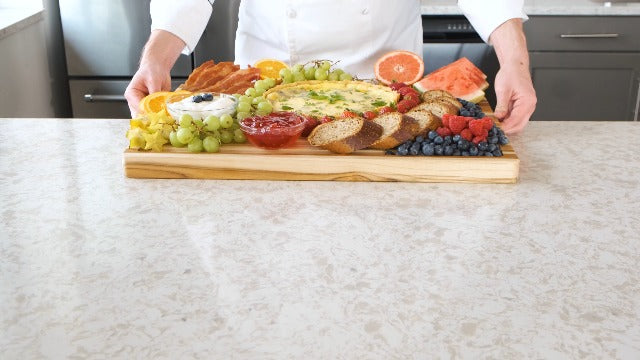 Teakhaus Cutting Board Large L Wood Cutting Board with Grip Handles Reversible Teak Edge Grain Wood Knife Friendly FSC Certified