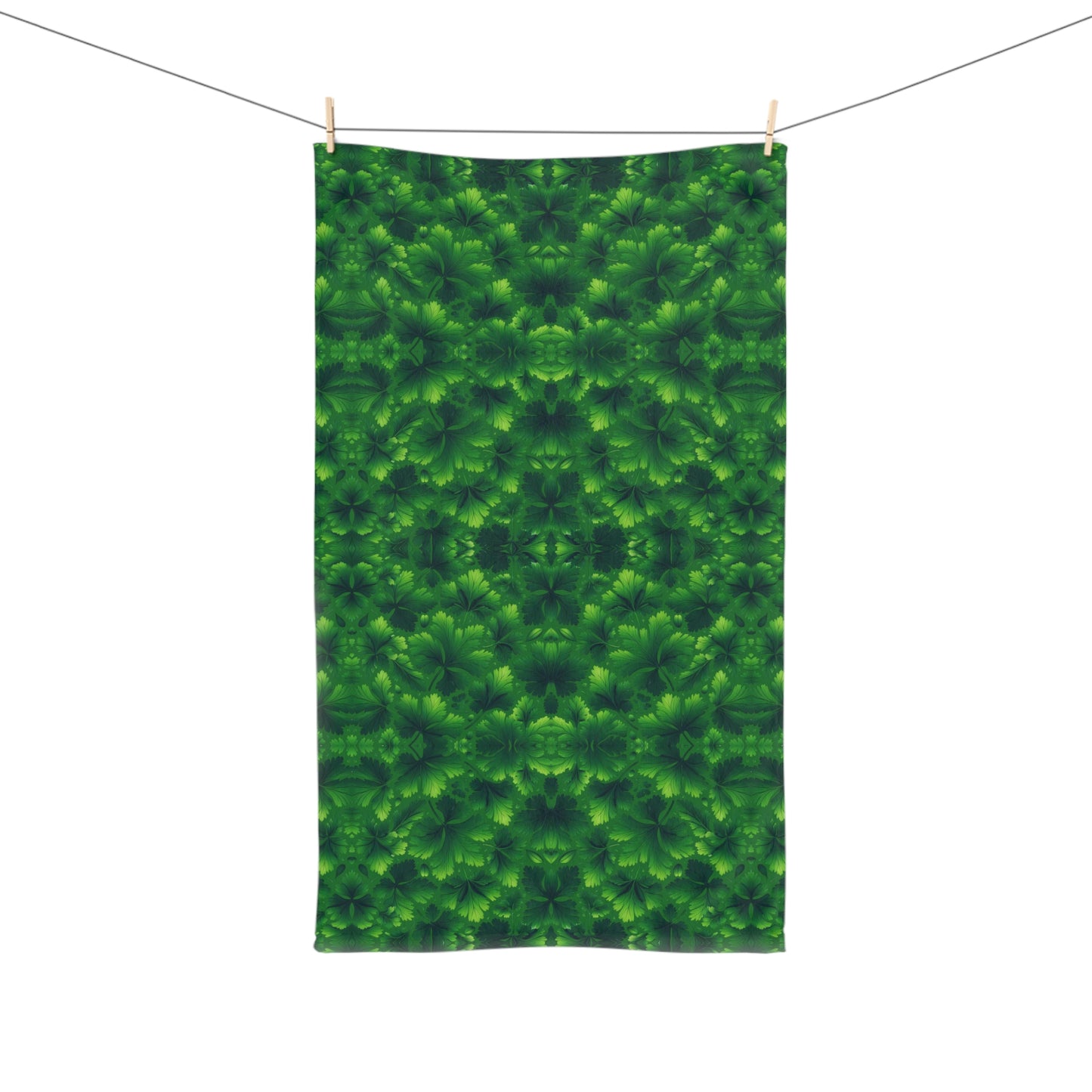 Cilantro Leaf Chic: Polyester-Cotton Hand Towel