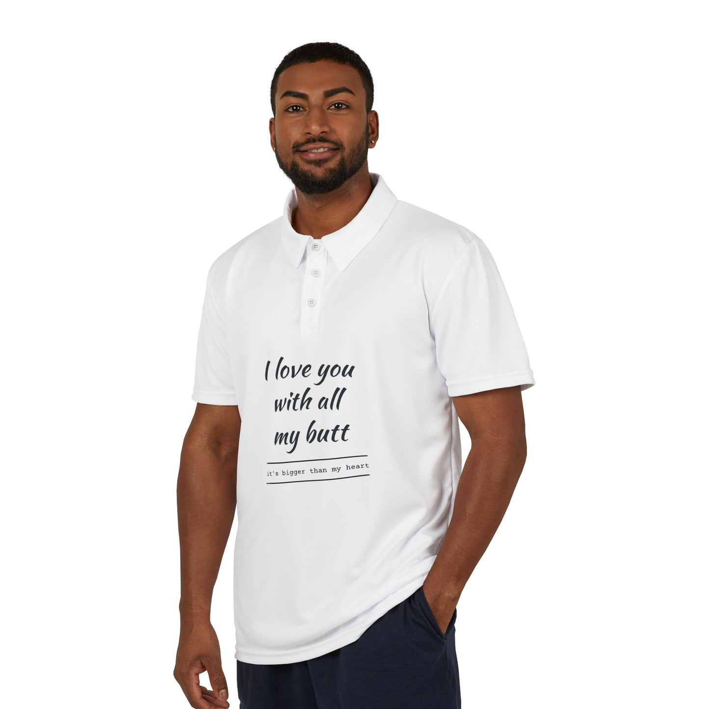 Playful Love Quote Polo Shirt, Fun Gift for Him, Unique Father's Day Present, Casual Wear, Cute Relationship Apparel