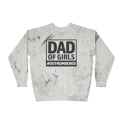 Dad of Girls, Outnumbered Color Blast Crewneck Sweatshirt
