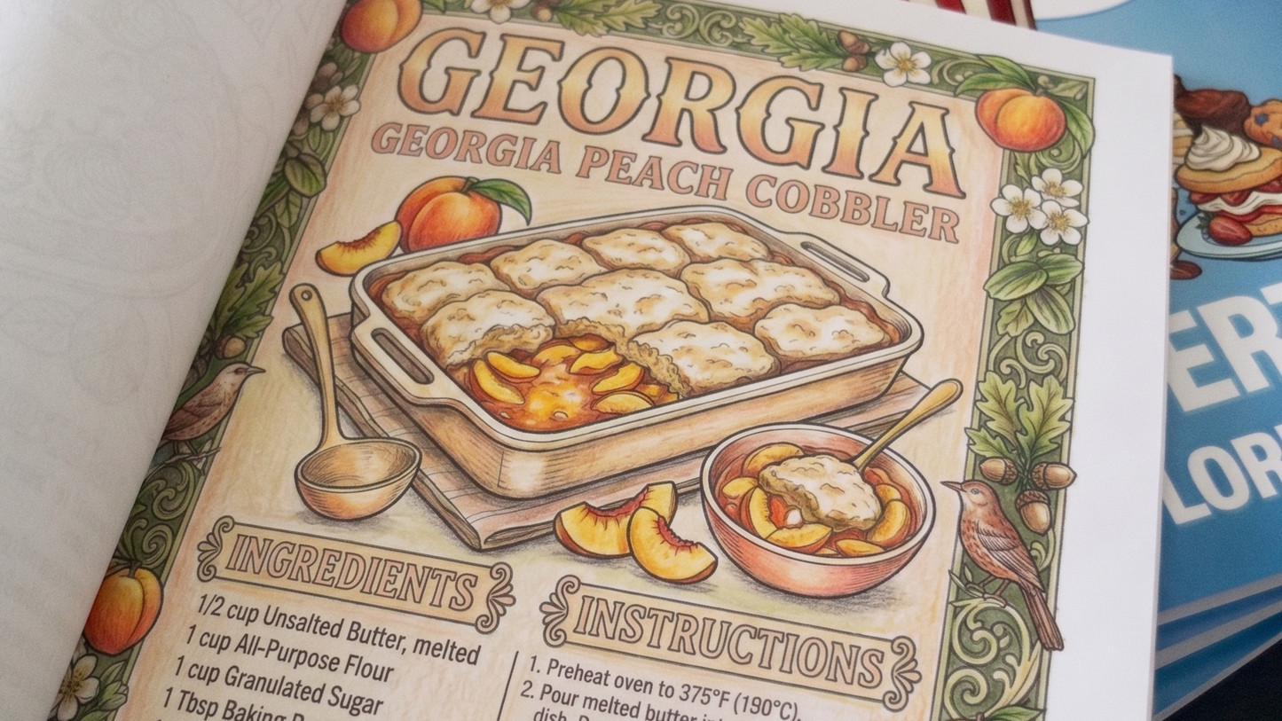 50 States 50 Desserts Recipe Coloring Book
