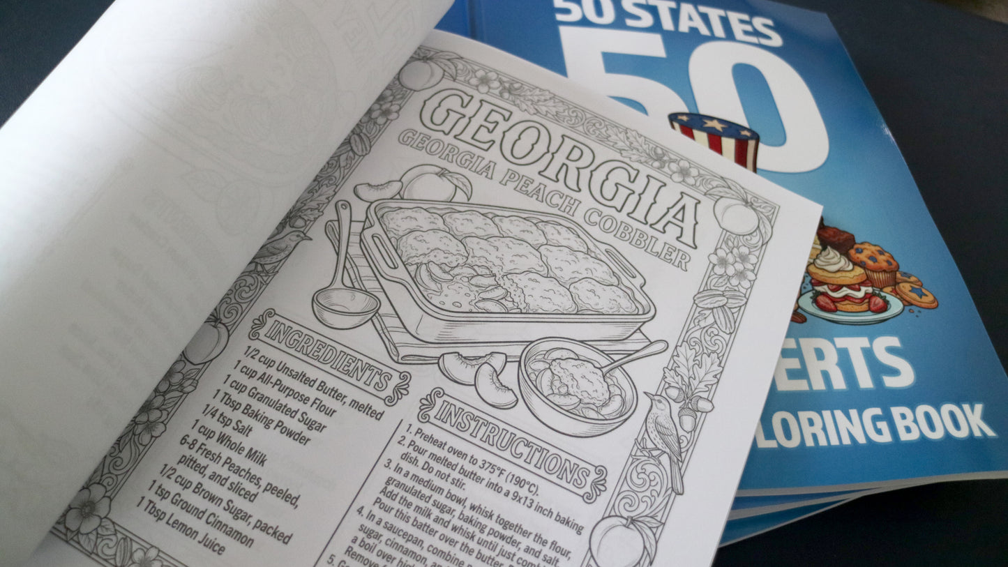 50 States 50 Desserts Recipe Coloring Book