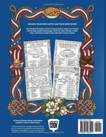 50 States 50 Desserts Recipe Coloring Book