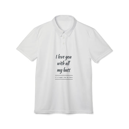 Playful Love Quote Polo Shirt, Fun Gift for Him, Unique Father's Day Present, Casual Wear, Cute Relationship Apparel