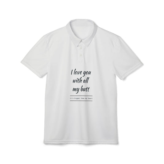 Playful Love Quote Polo Shirt, Fun Gift for Him, Unique Father's Day Present, Casual Wear, Cute Relationship Apparel